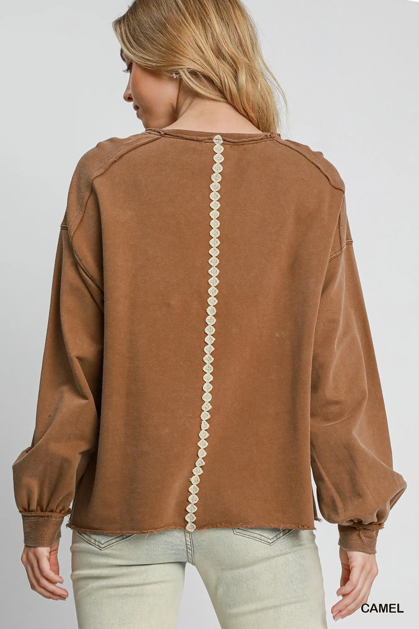 Blair Peace Lace Applique Top - Camel