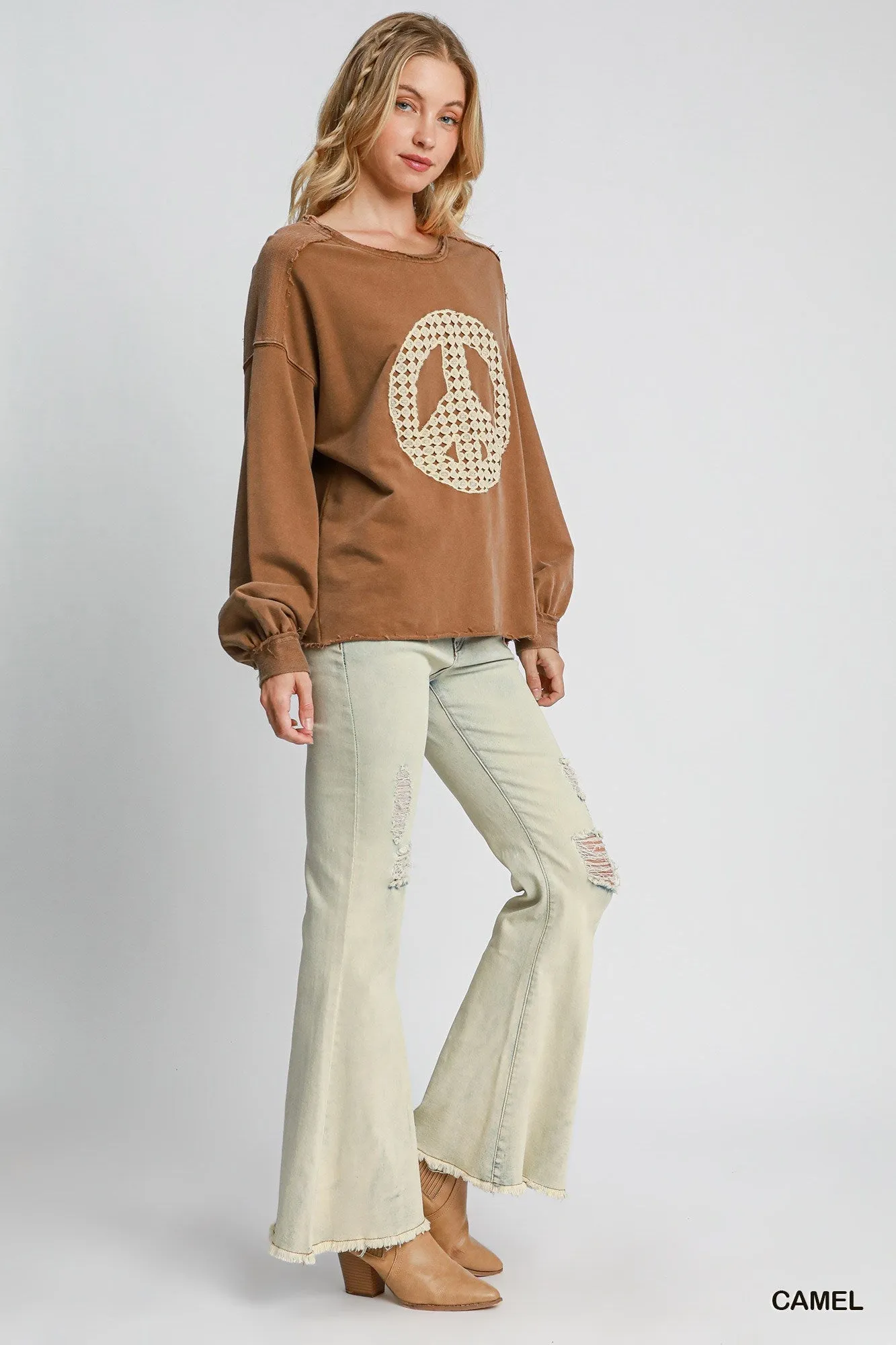Blair Peace Lace Applique Top - Camel