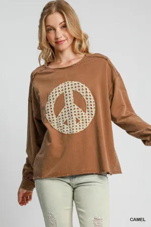 Blair Peace Lace Applique Top - Camel