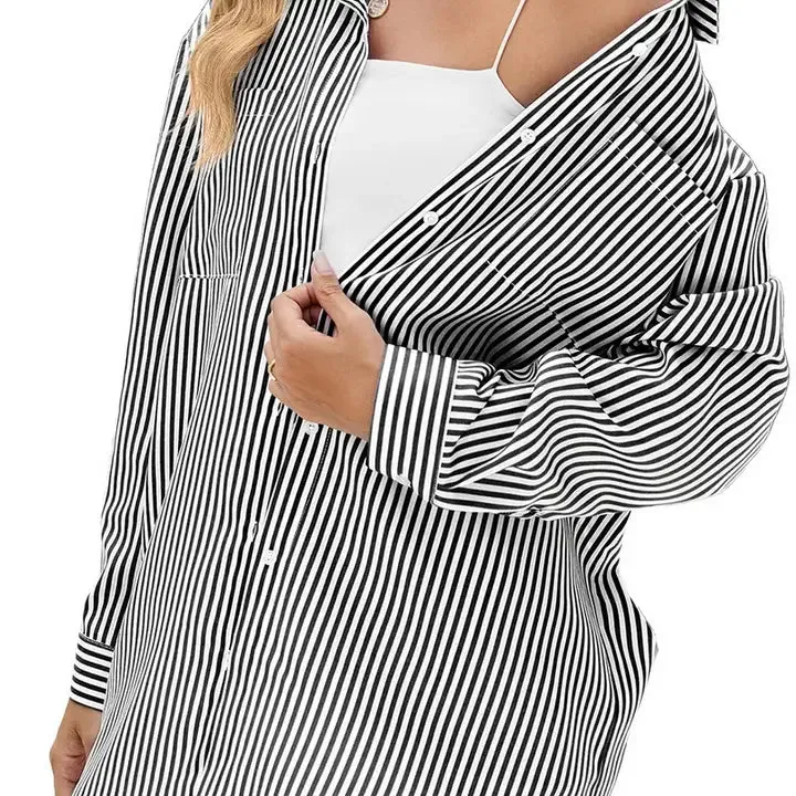 Blake Black/White Striped Boyfriend Button Down