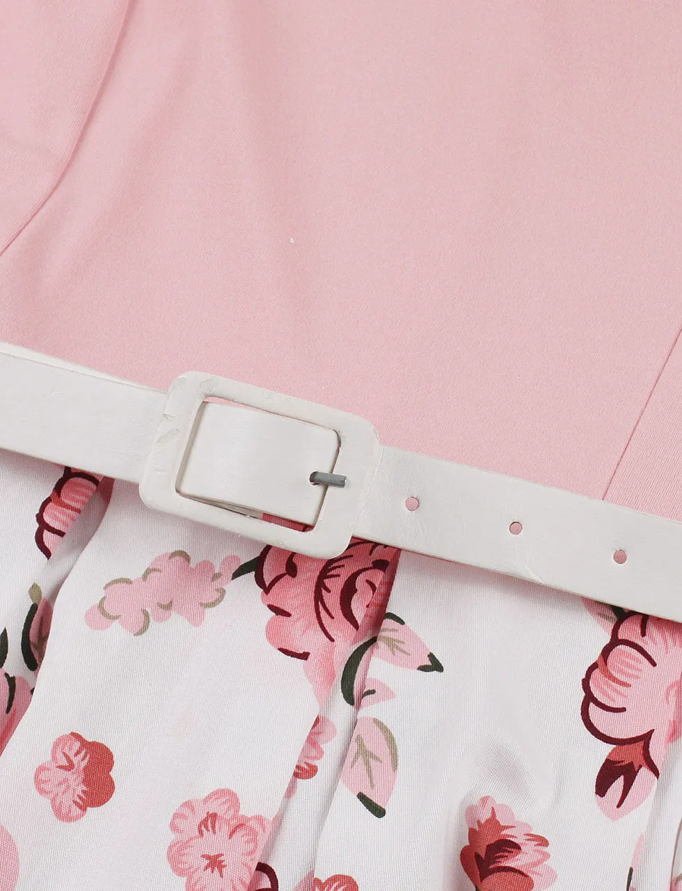 BowKnot Collar Floral Print Vintage 1950S Dress