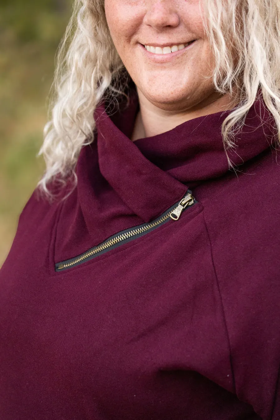 Burgundy Asymmetrical Cowl Sweater *