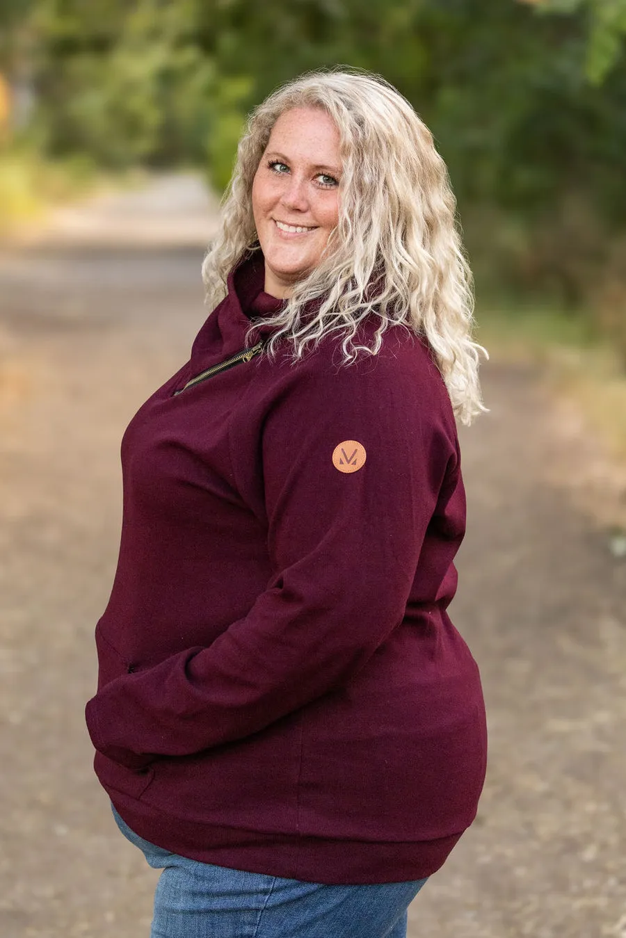 Burgundy Asymmetrical Cowl Sweater *