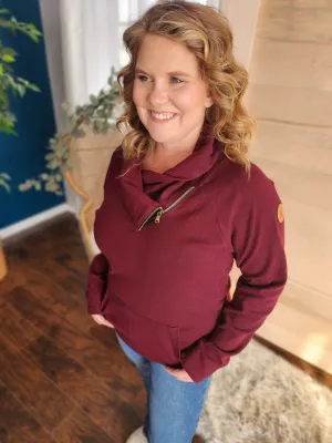 Burgundy Asymmetrical Cowl Sweater *