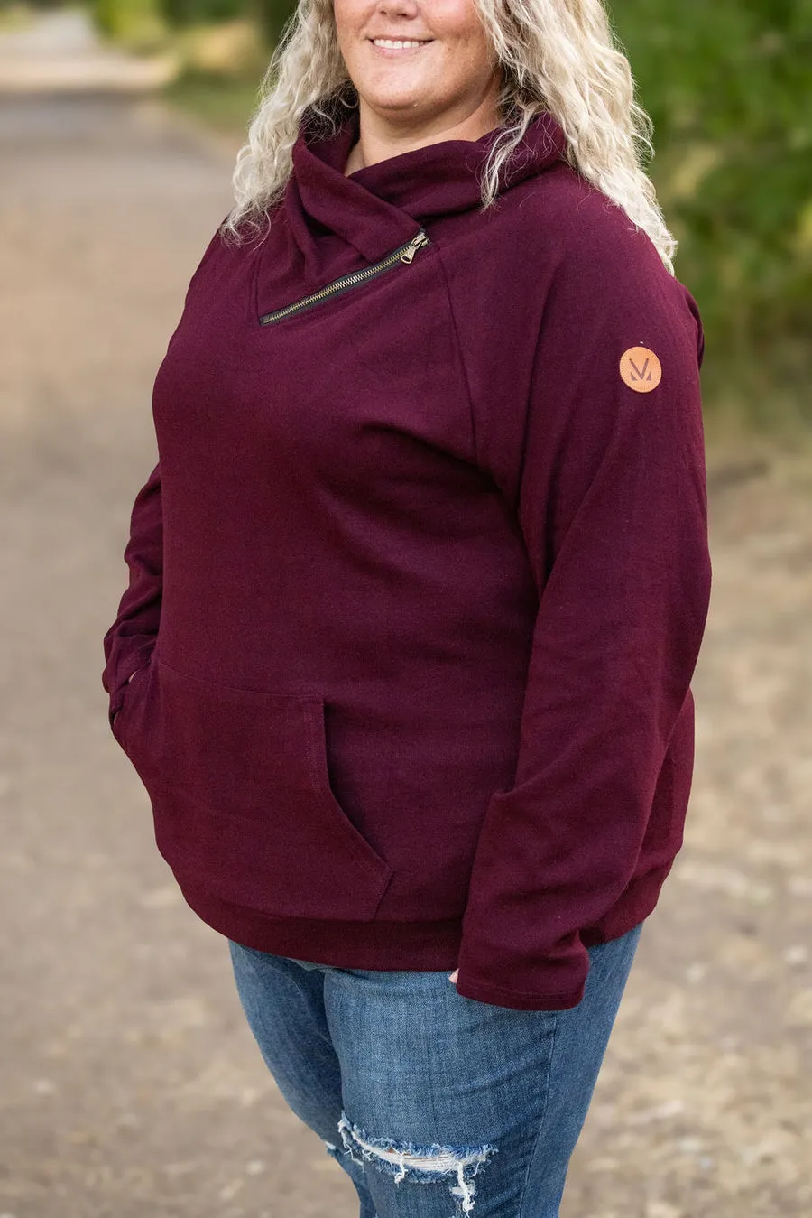 Burgundy Asymmetrical Cowl Sweater *