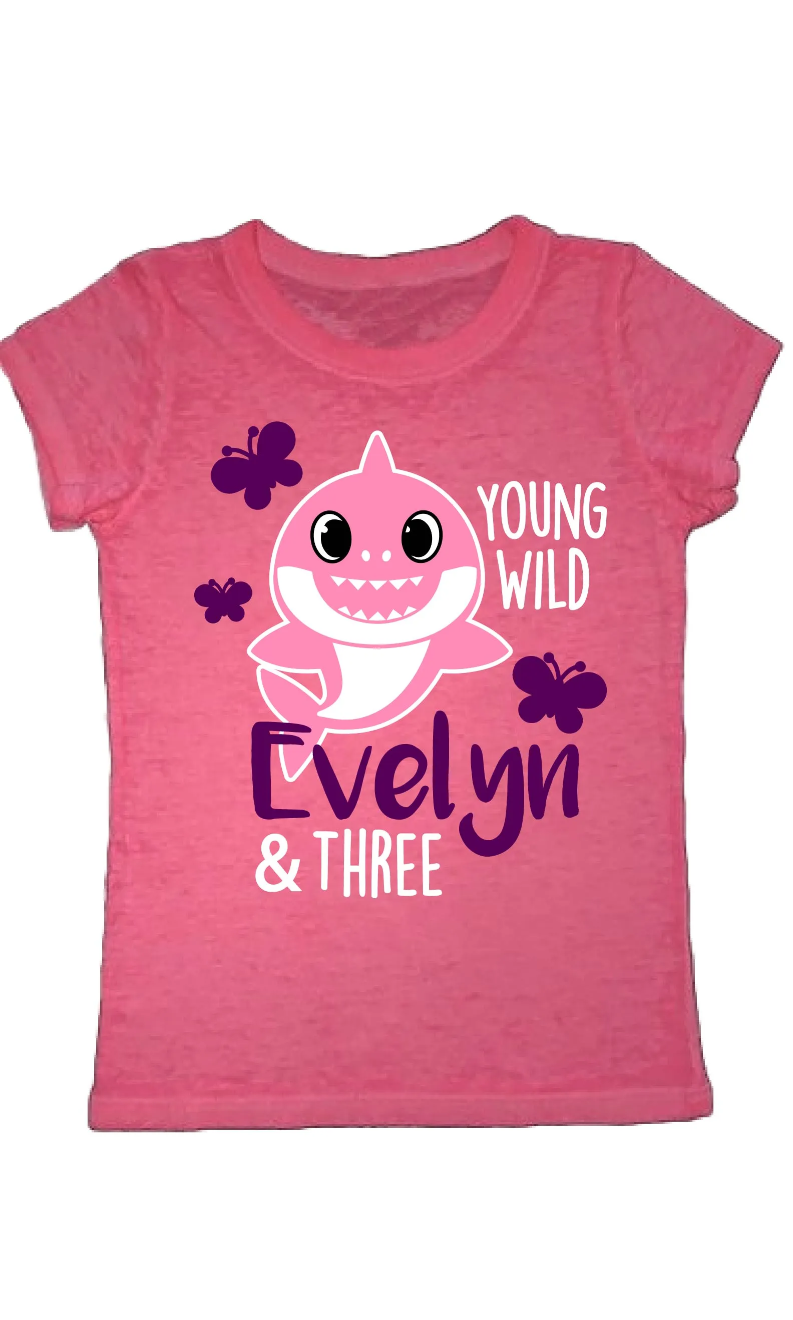 Butterfly Shark | Girls Custom Acid Wash Shirt