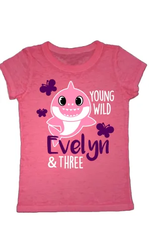 Butterfly Shark | Girls Custom Acid Wash Shirt