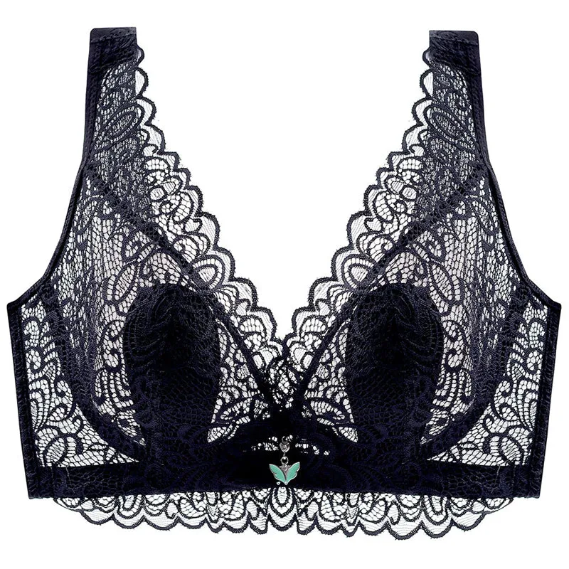 Cameo--Plus Size Lace Breathable Lightly Lined Push Up Wide Shoulder Bras