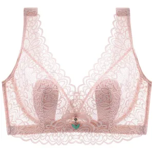 Cameo--Plus Size Lace Breathable Lightly Lined Push Up Wide Shoulder Bras