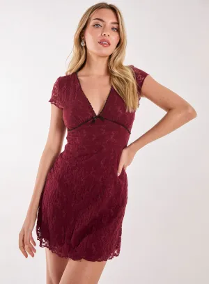 Cap Sleeve Lace Mini Dress