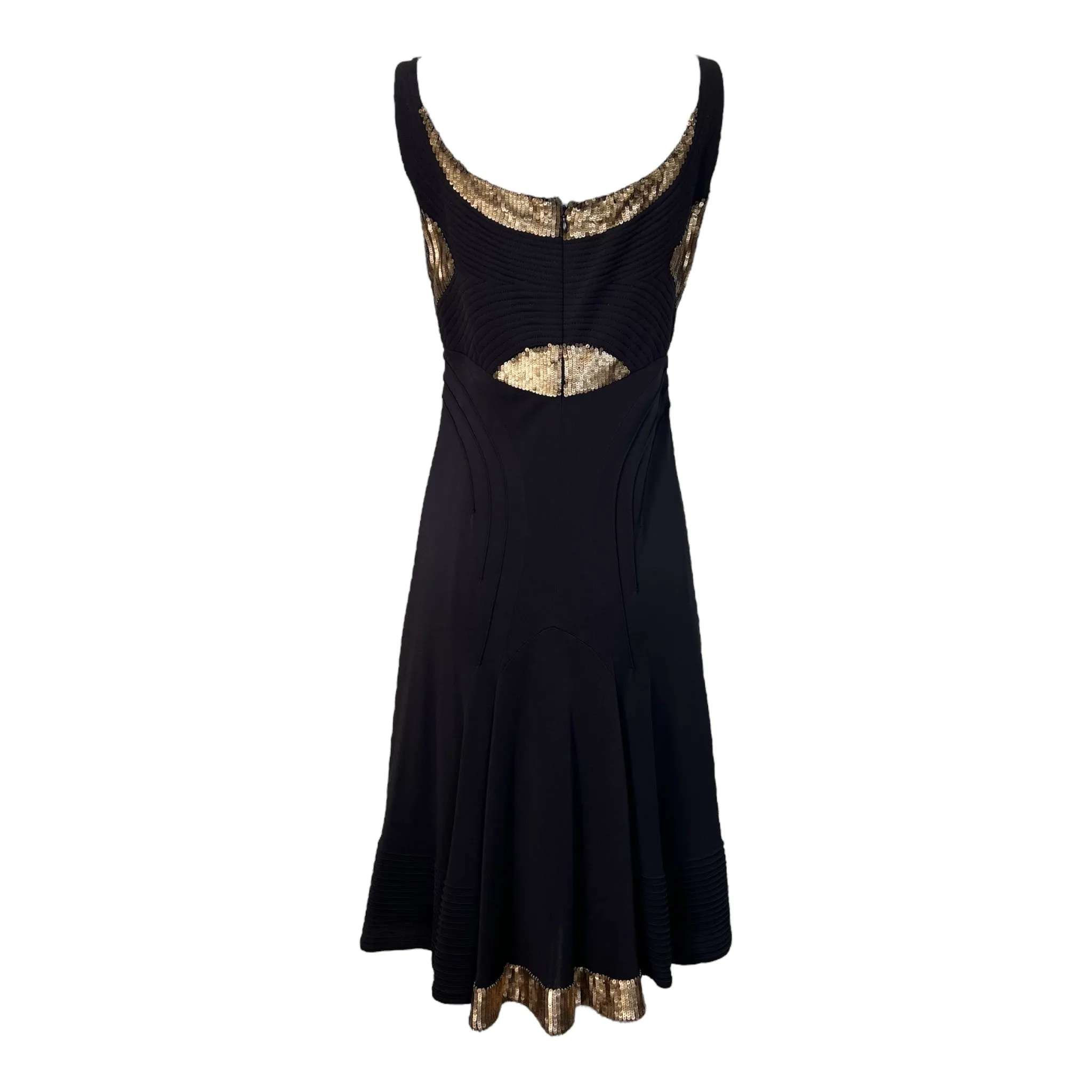 CHADO Ralph Rucci Brown Matte Jersey Dress with Gold Sequin and Quilting Detail