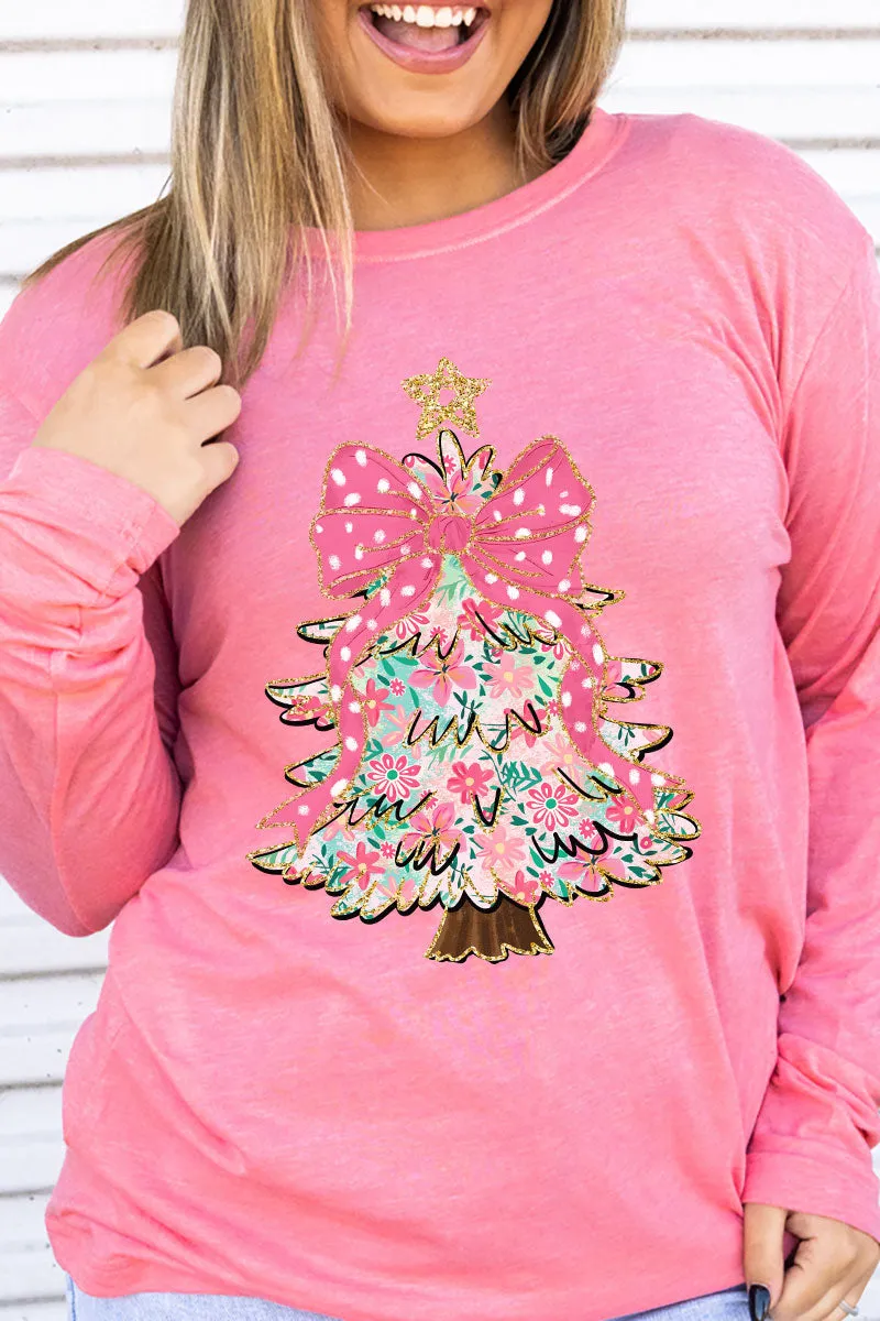 Christmas Tree Preppy Blossom Adult Soft-Tek Blend Long Sleeve Tee