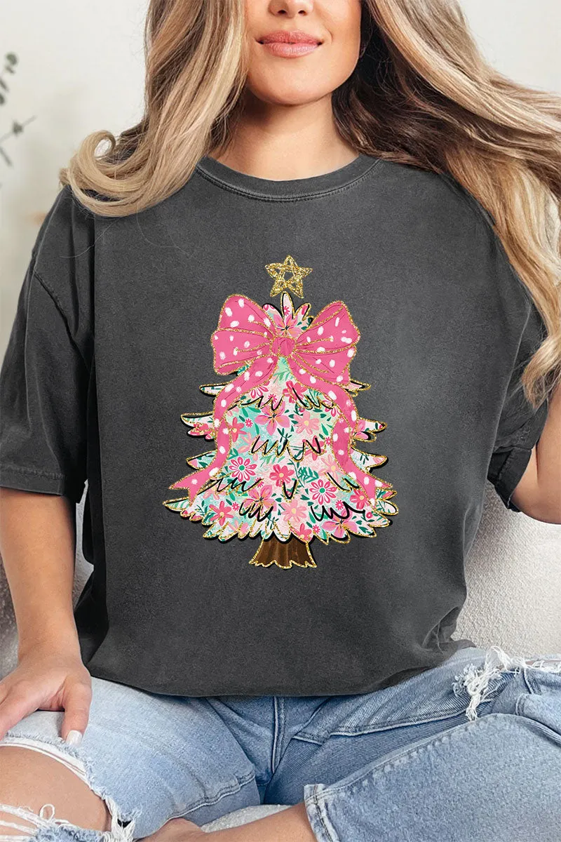 Christmas Tree Preppy Blossom Comfort Colors Adult Ring-Spun Cotton Tee