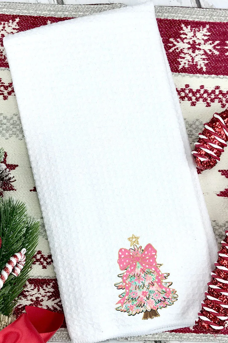 Christmas Tree Preppy Blossom Waffle Kitchen Towel