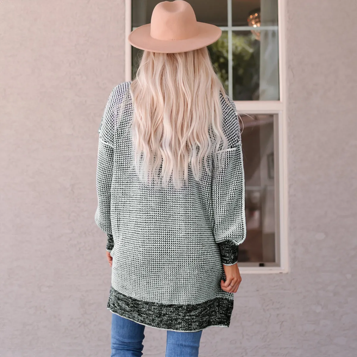 Cozy Chic Gray Knitted Long Open Front Cardigan - Perfect Layering Essential