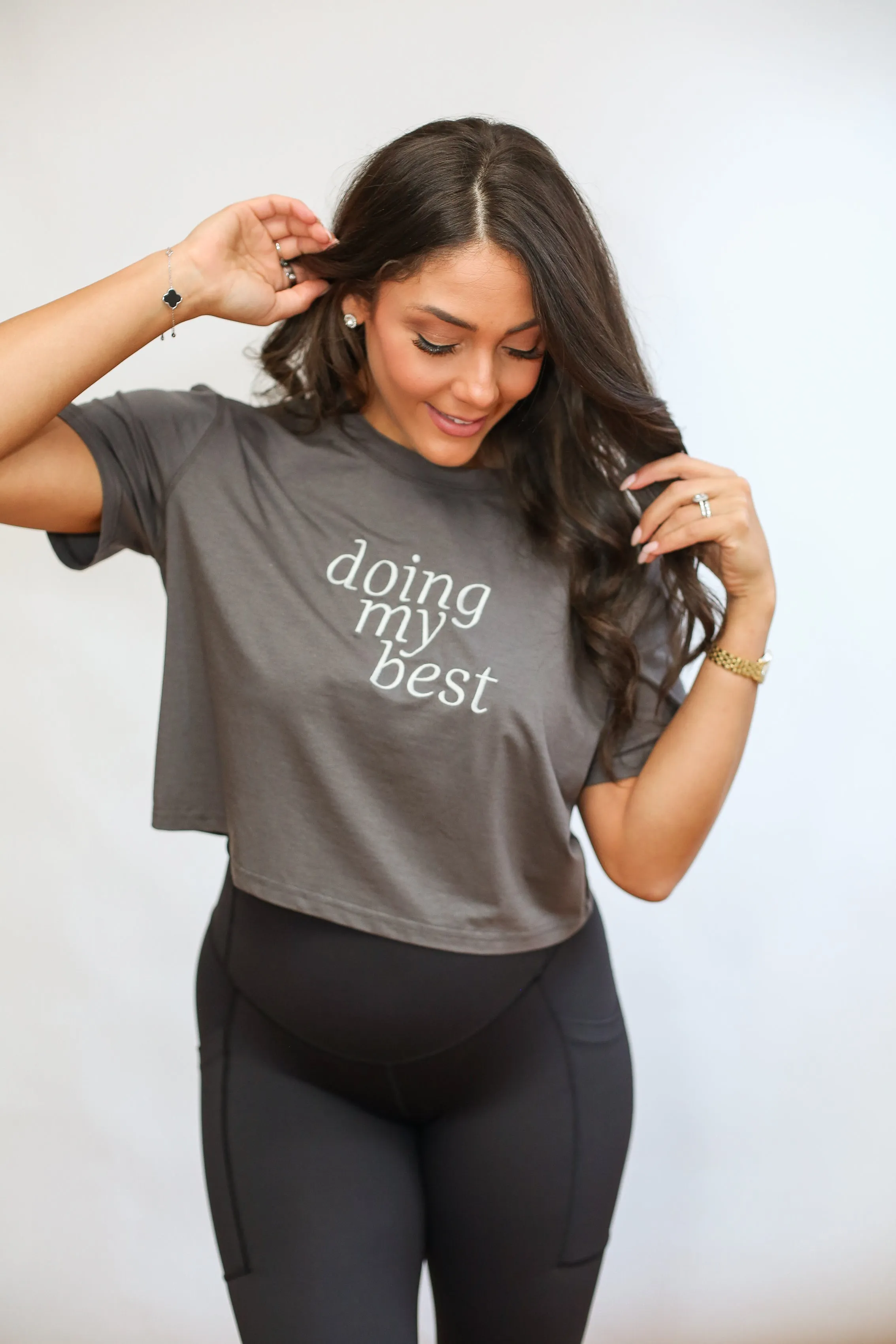 Cropped Embroidered Nursing Friendly Tee