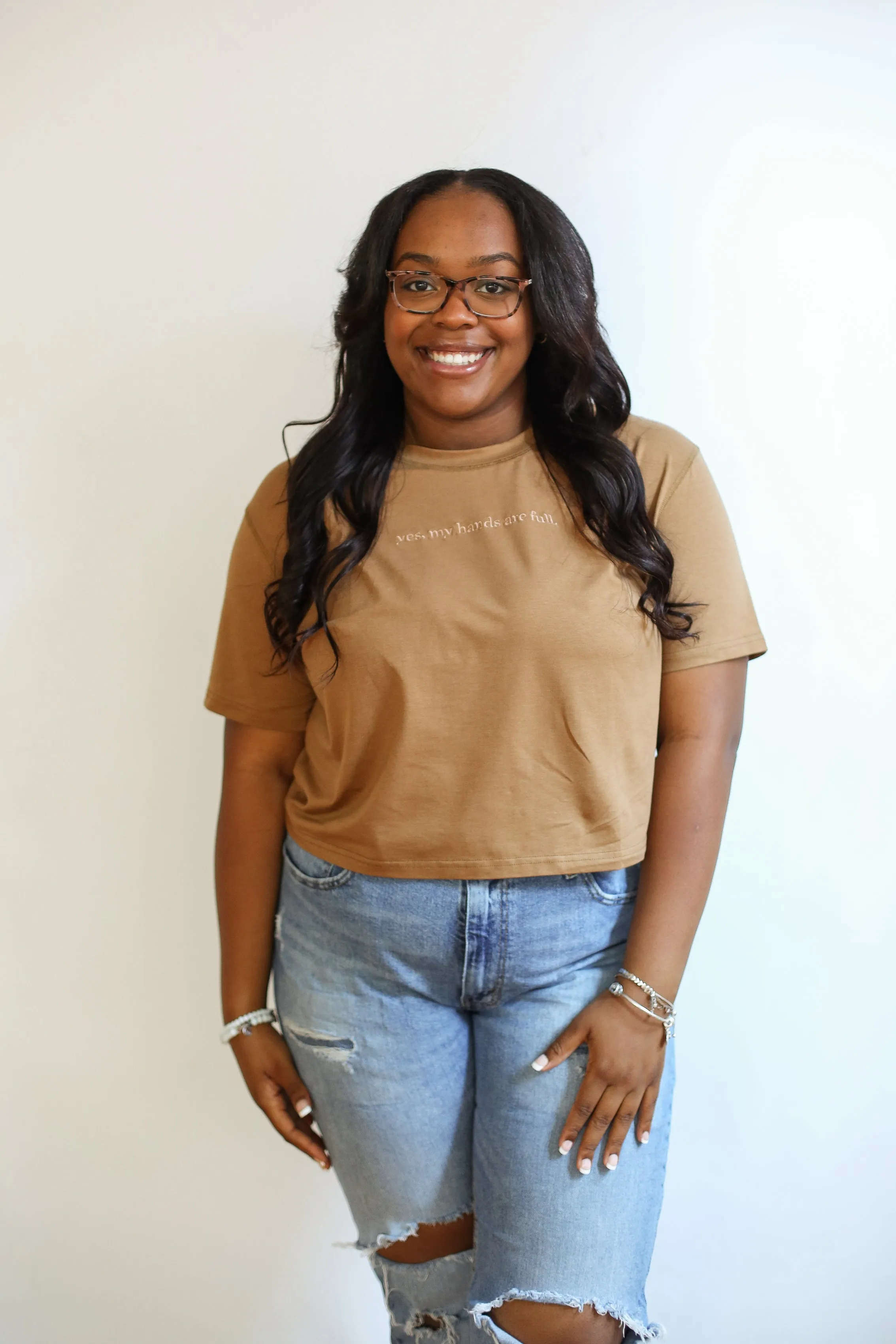 Cropped Embroidered Nursing Friendly Tee