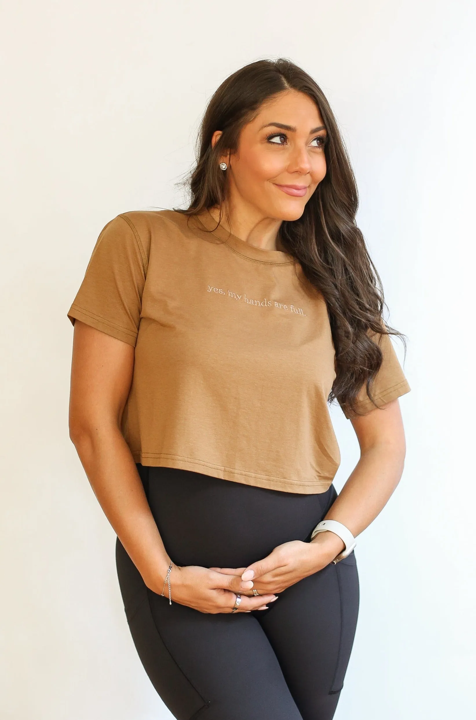 Cropped Embroidered Nursing Friendly Tee