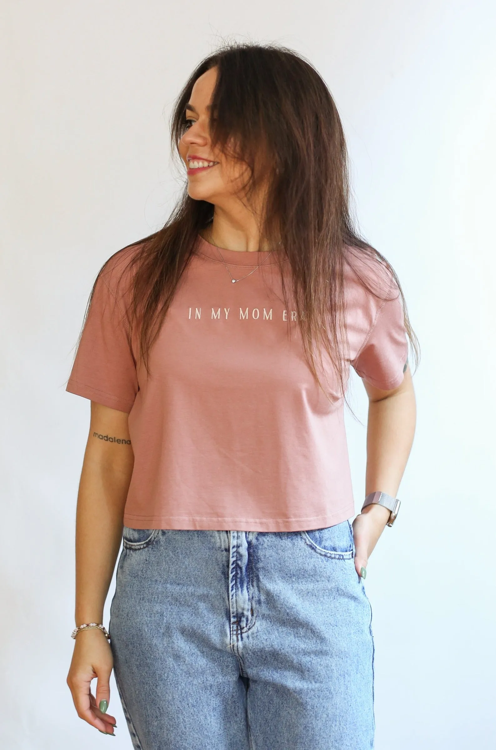 Cropped Embroidered Nursing Friendly Tee