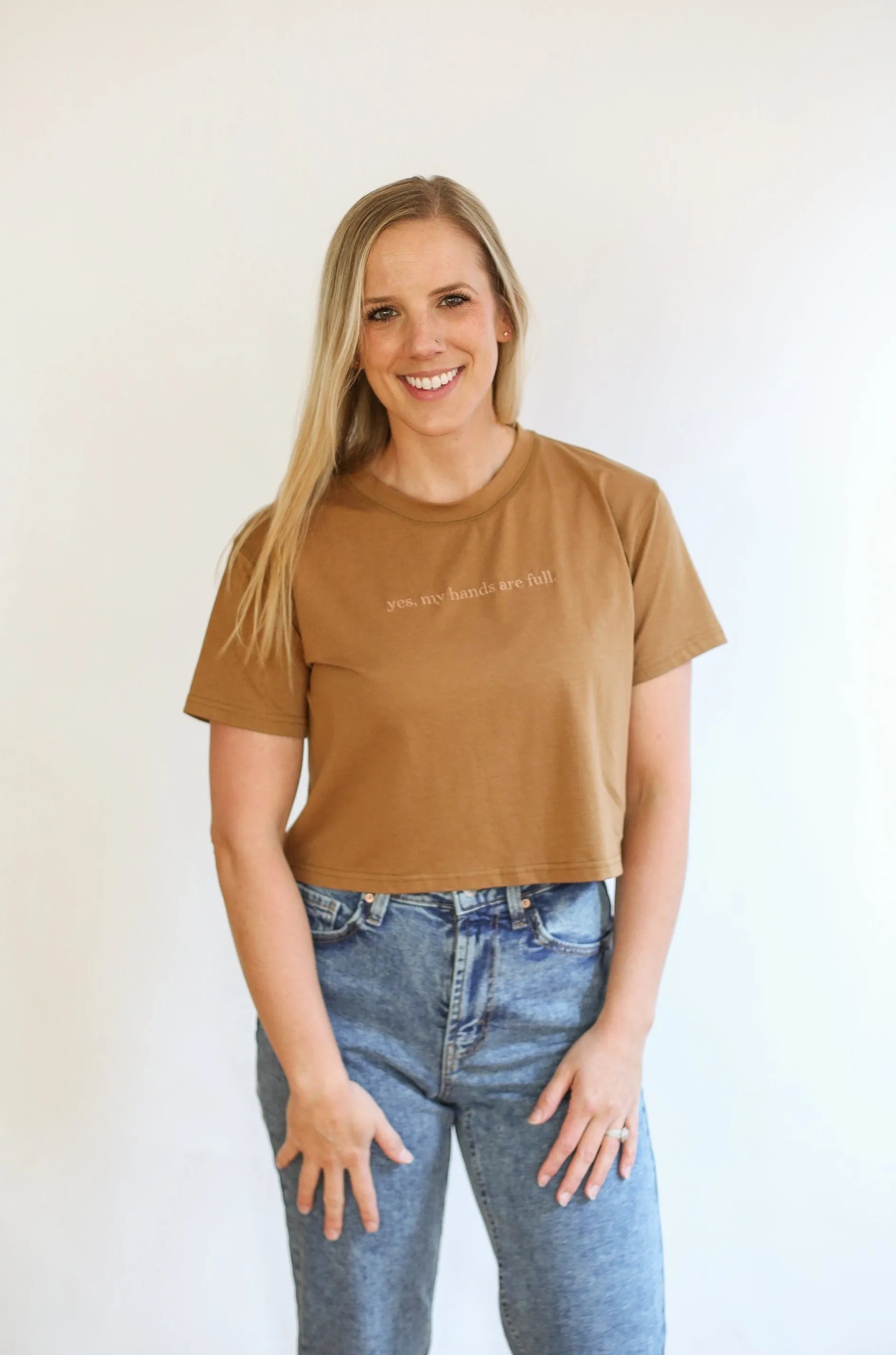 Cropped Embroidered Nursing Friendly Tee