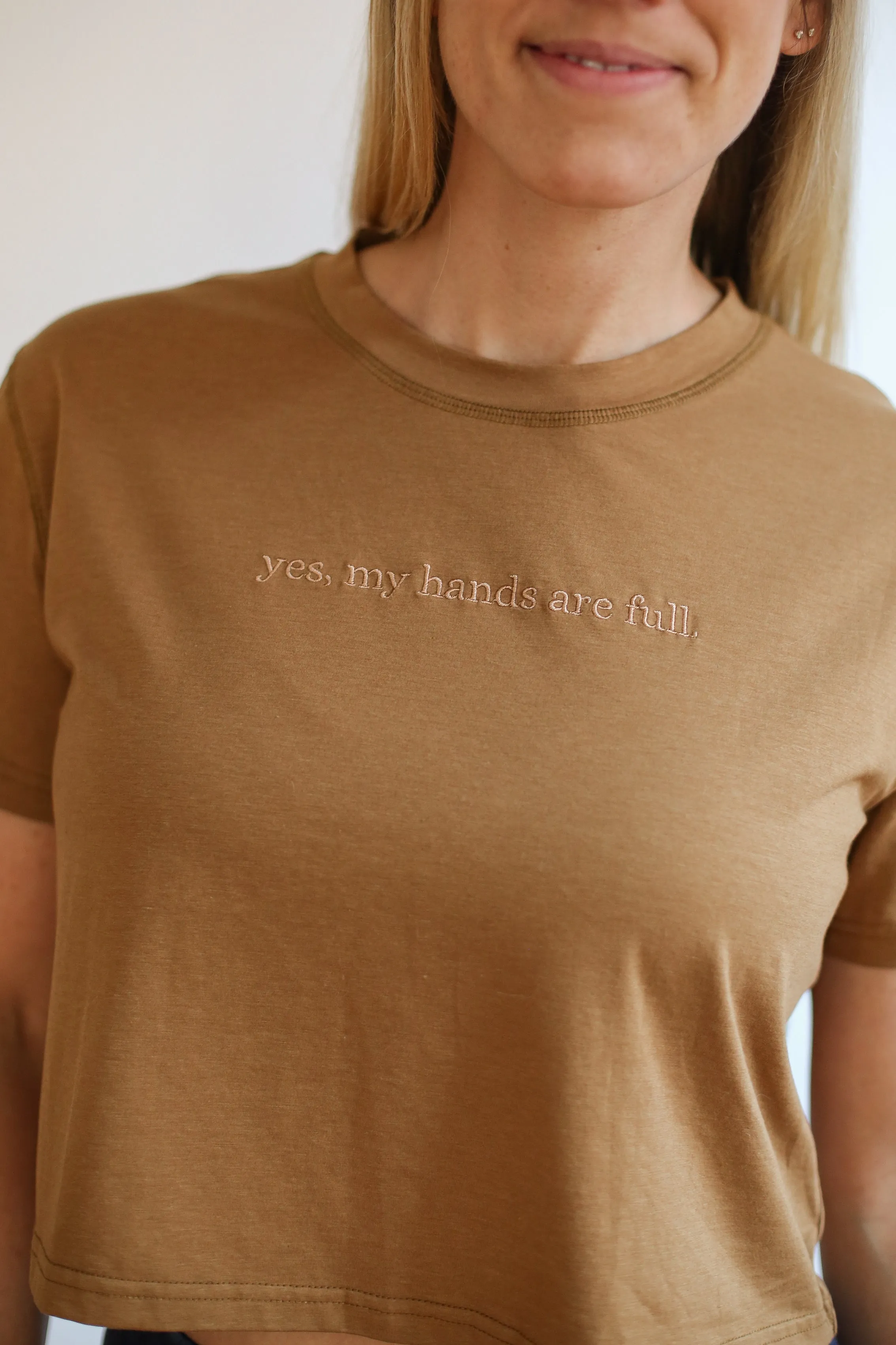 Cropped Embroidered Nursing Friendly Tee