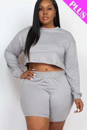 Curvy & Cozy Crop Top - Shorts Set