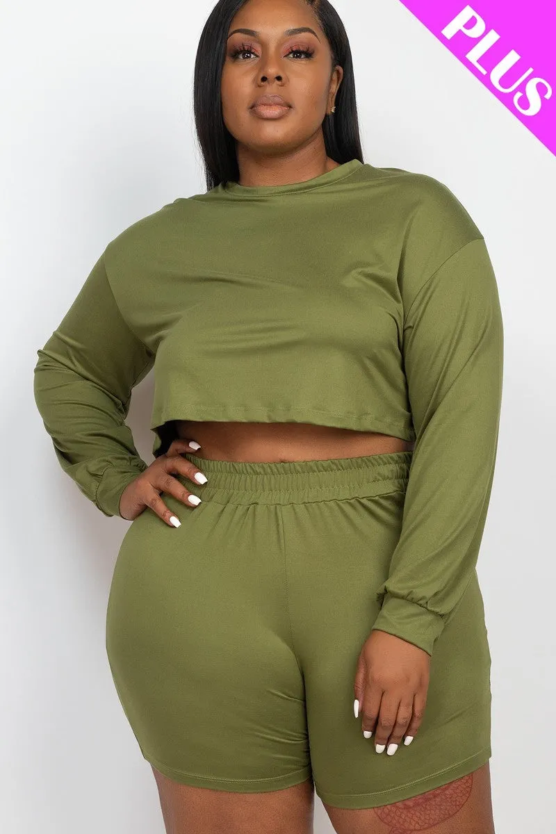 Curvy & Cozy Crop Top - Shorts Set