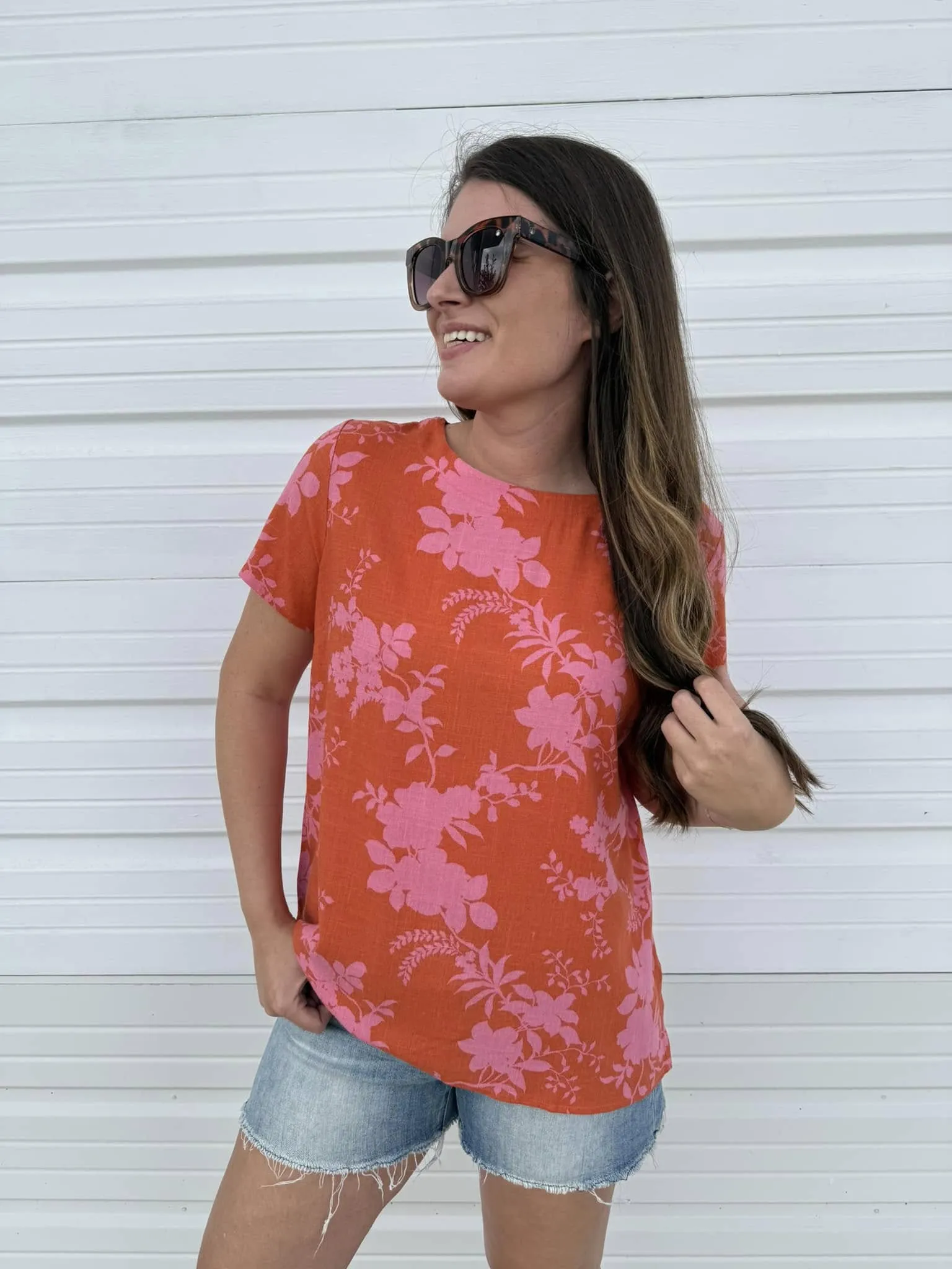 DOORBUSTER: Linen Floral Top - Pink by Sew In Love (Ships in 2-3 Weeks)