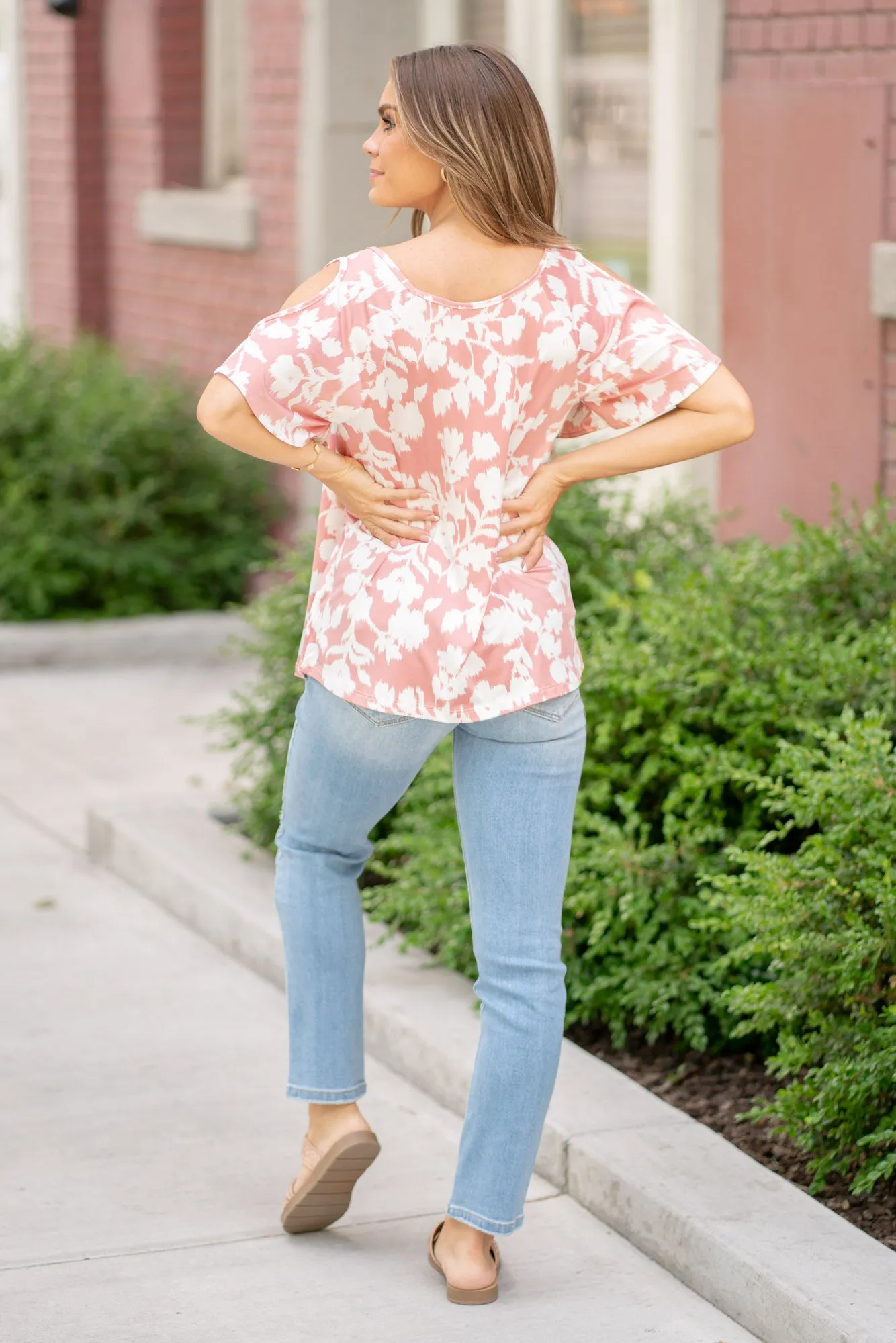 Floral Cold Shoulder Top Regular & Plus Sizes