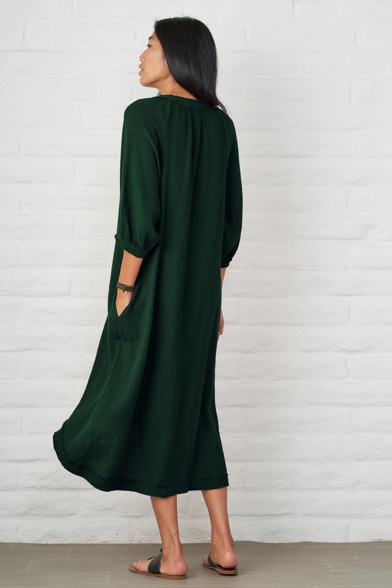Forest Gauze Dress with Pockets