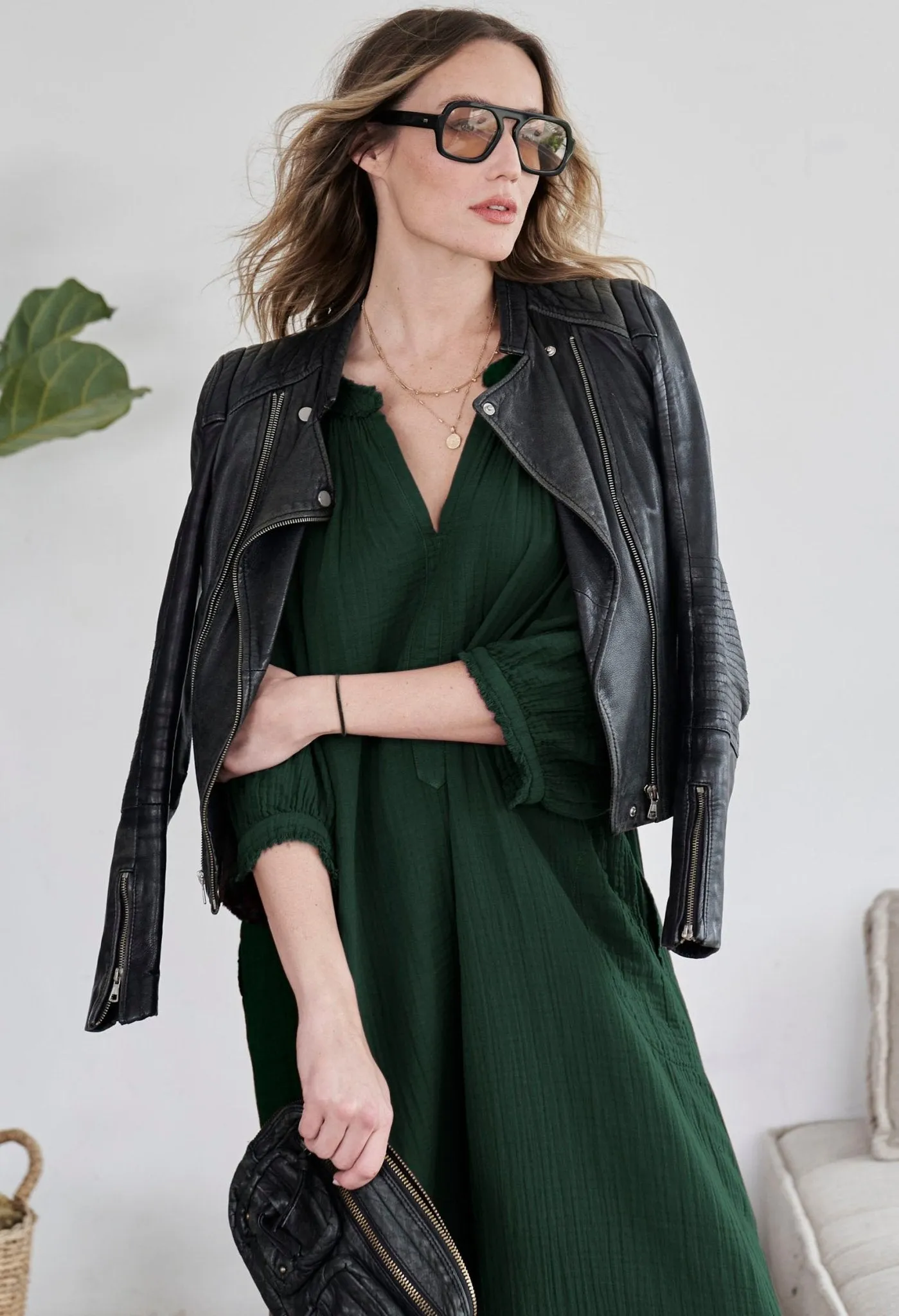 Forest Gauze Dress with Pockets