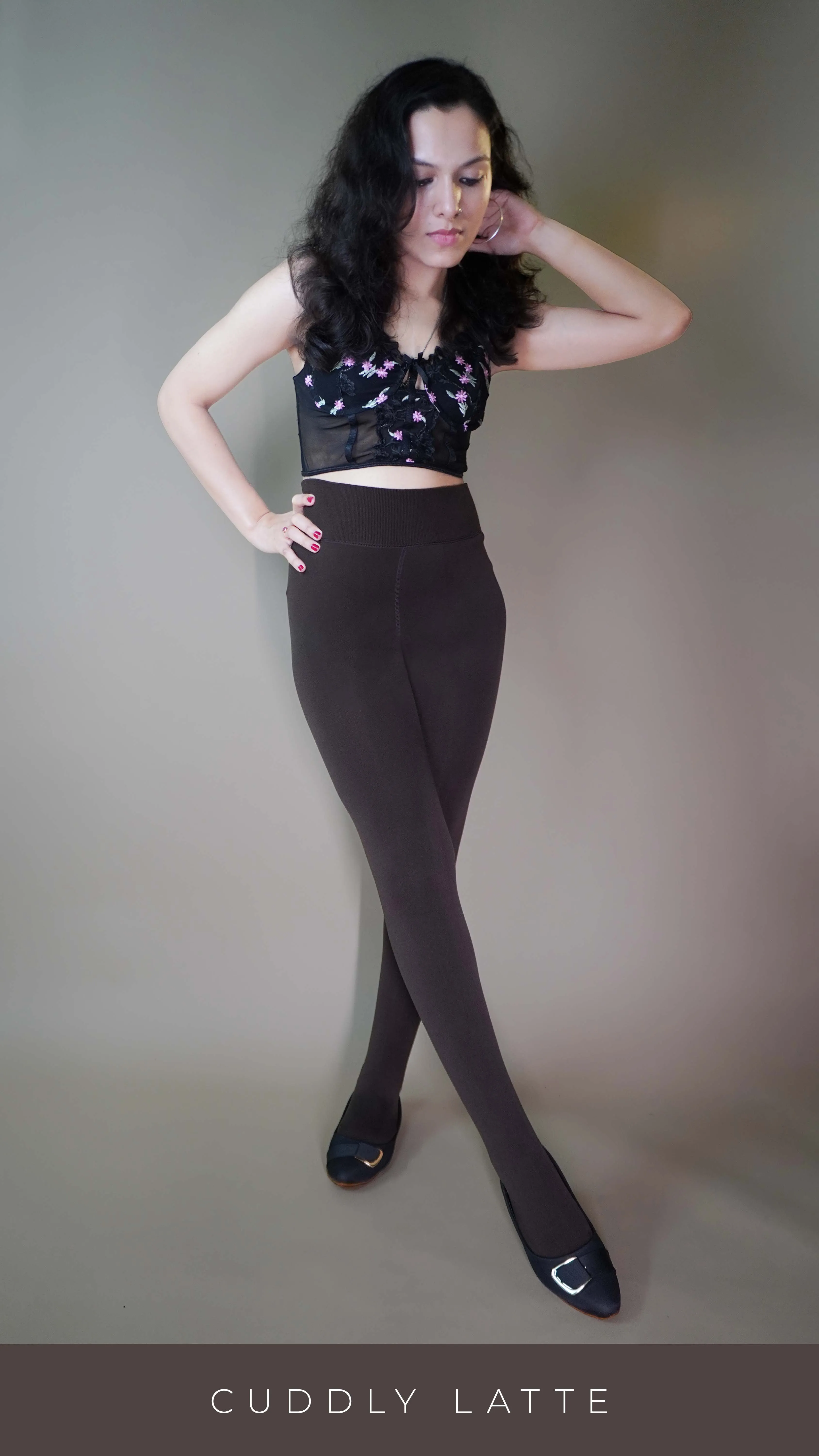 Furry Bliss Brown Warm Tights