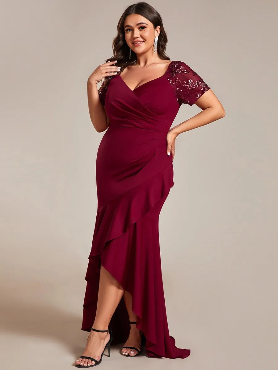 Gemmy plus size appliques evening dress with ruffle s18-20 Express NZ wide