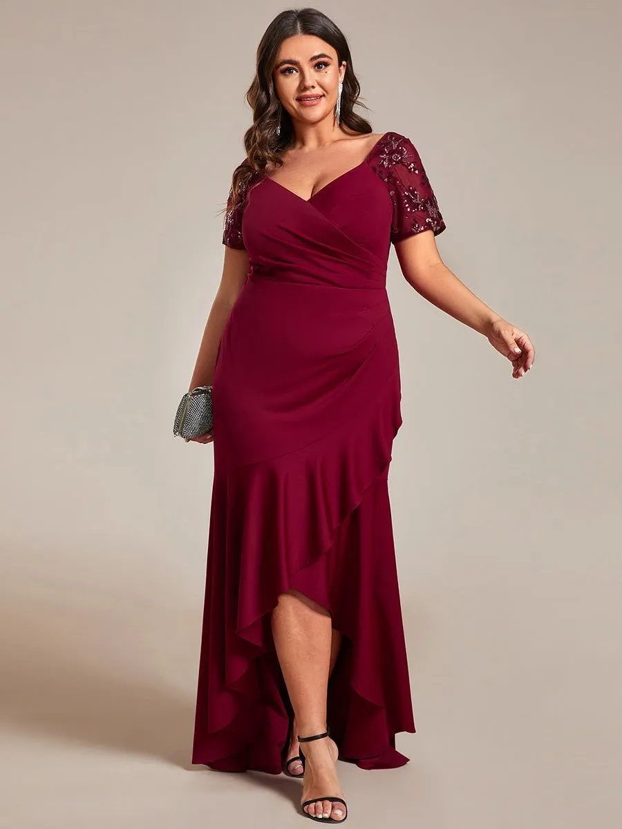 Gemmy plus size appliques evening dress with ruffle s18-20 Express NZ wide