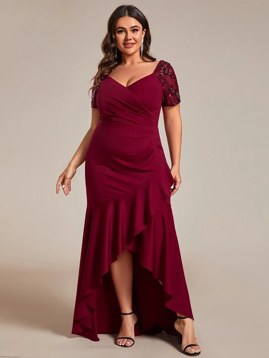 Gemmy plus size appliques evening dress with ruffle s18-20 Express NZ wide
