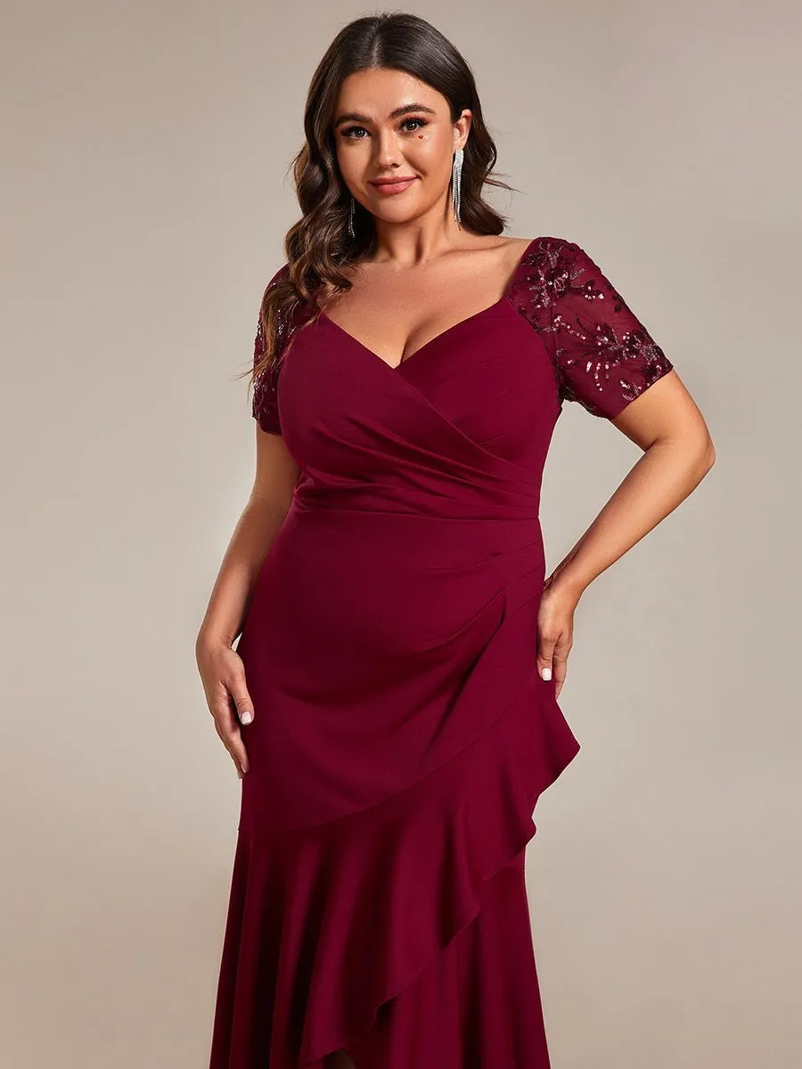 Gemmy plus size appliques evening dress with ruffle s18-20 Express NZ wide