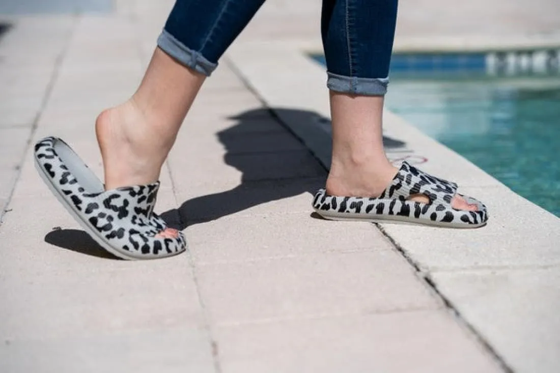 Gray Leopard Insanely  Comfortable Slides