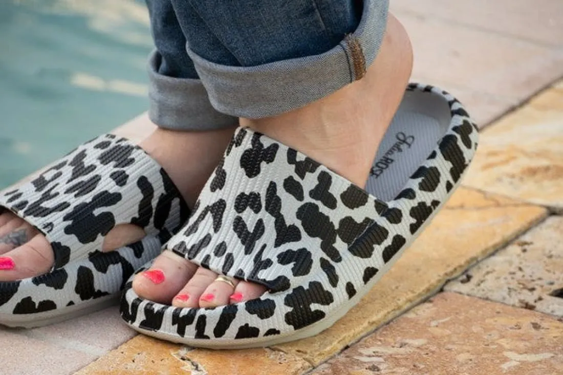 Gray Leopard Insanely  Comfortable Slides