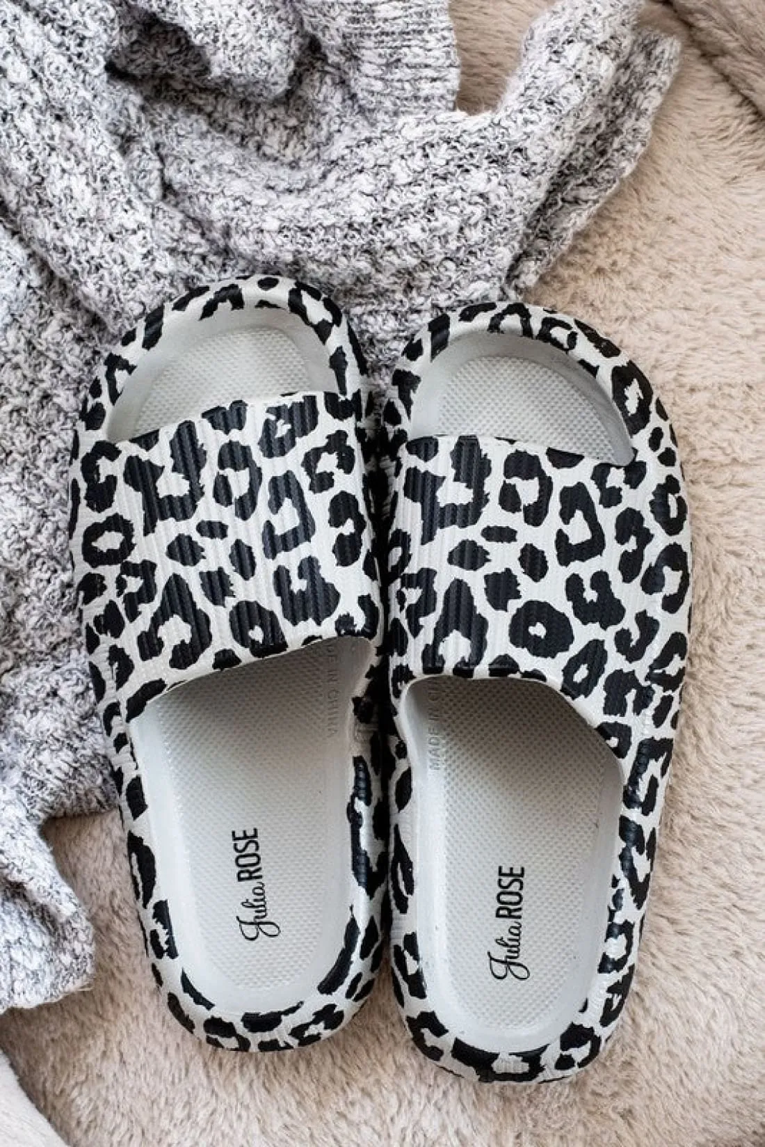 Gray Leopard Insanely  Comfortable Slides