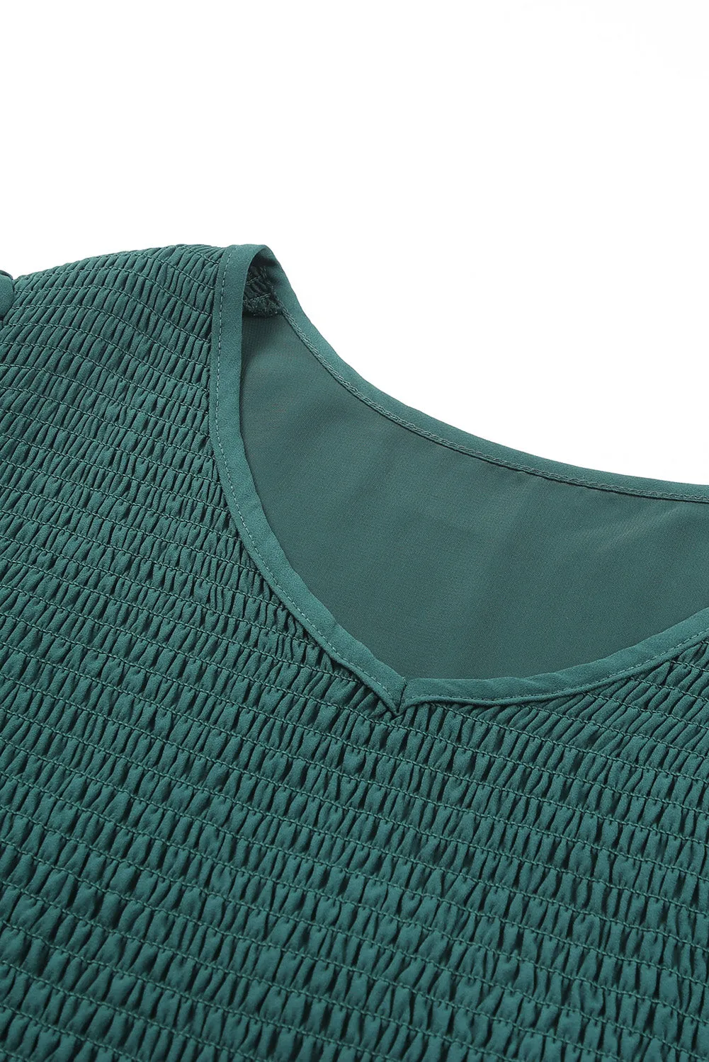 Green Plus Size Puff Sleeve Smocked Tiered Dress