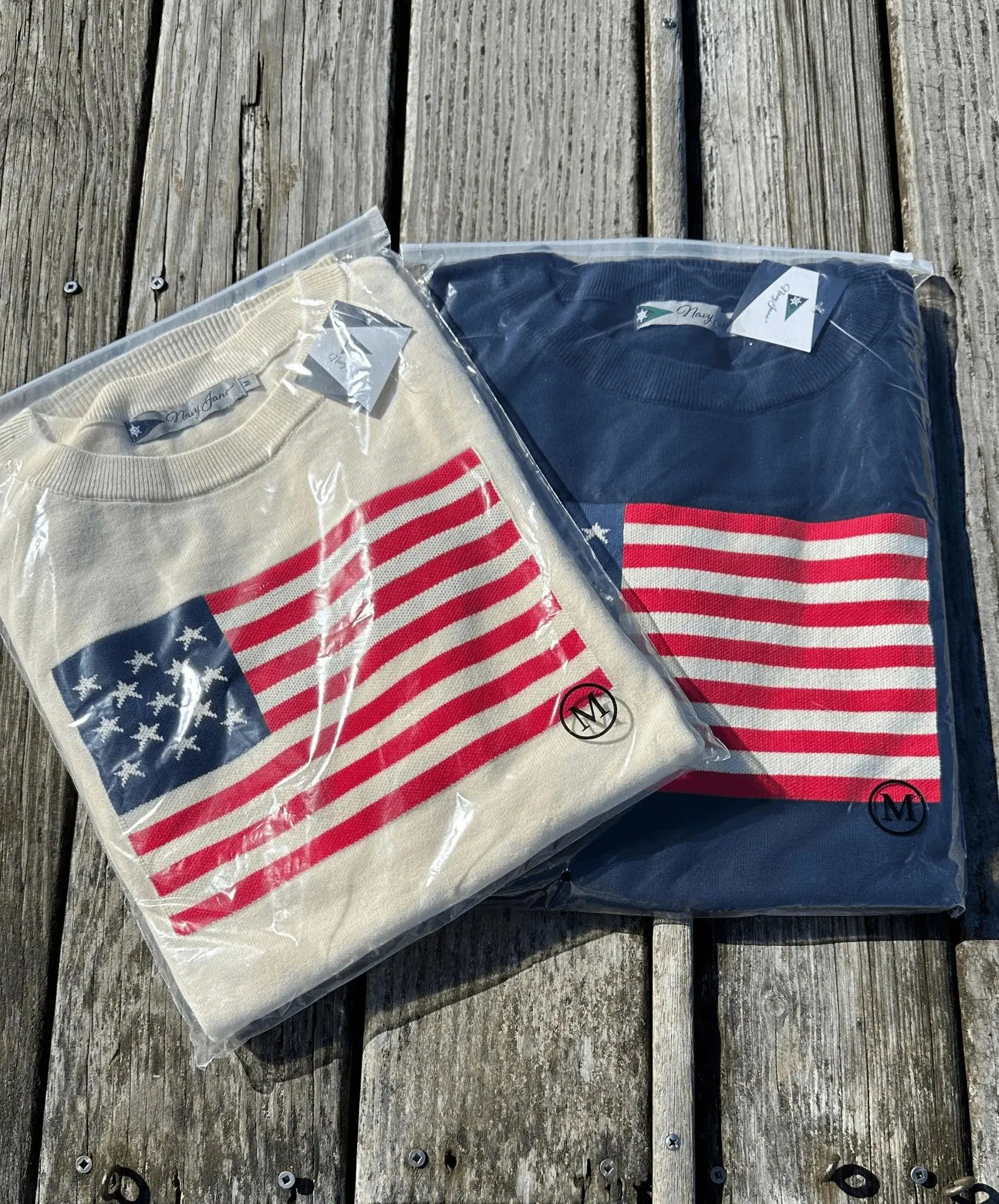 Harlee American Flag Sweater Navy