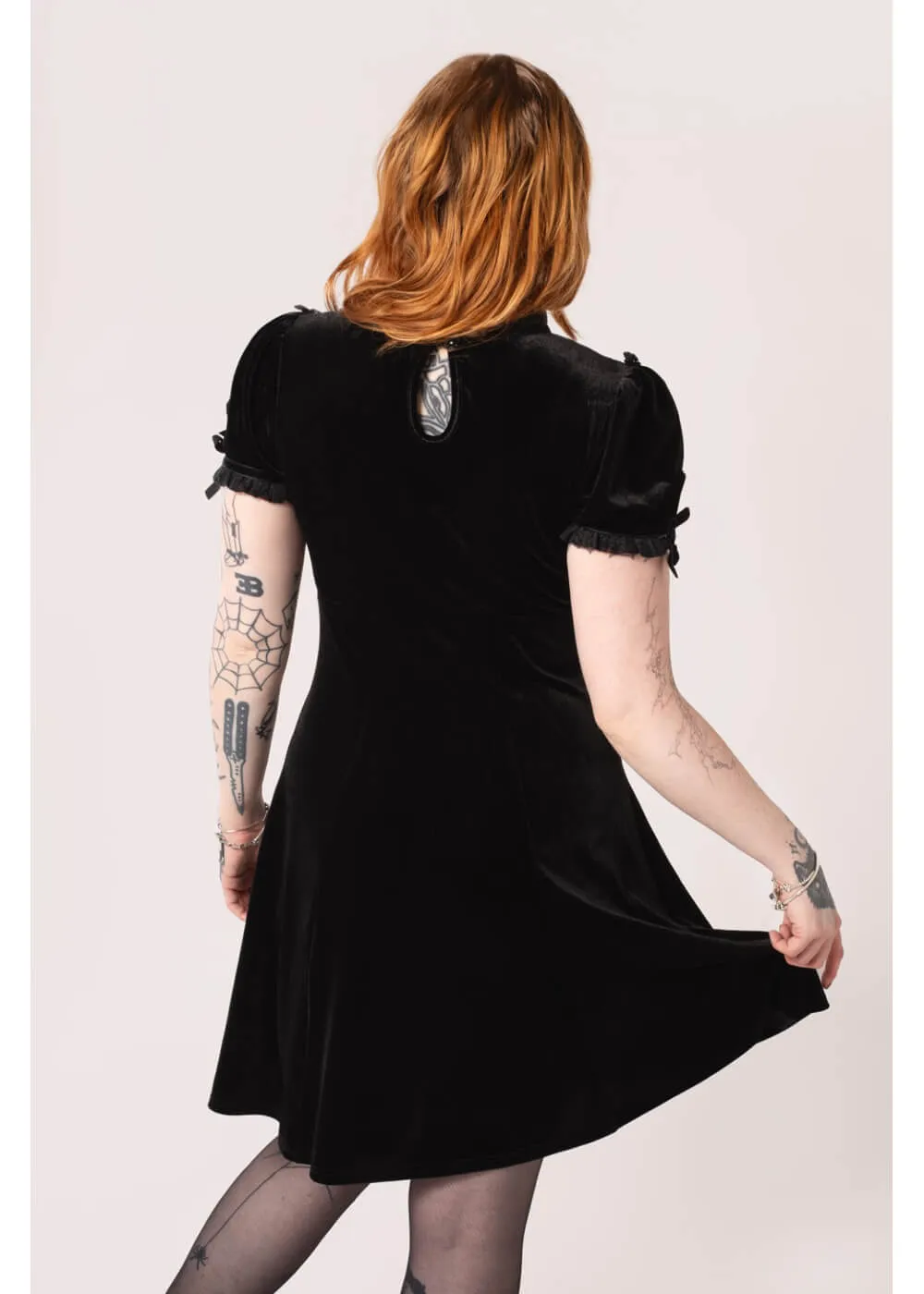 Hell Bunny Mourning Velvet 60's A-Line Dress Black