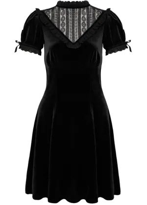 Hell Bunny Mourning Velvet 60's A-Line Dress Black