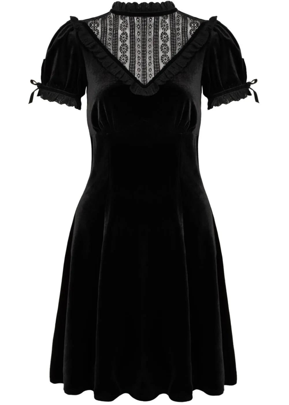 Hell Bunny Mourning Velvet 60's A-Line Dress Black