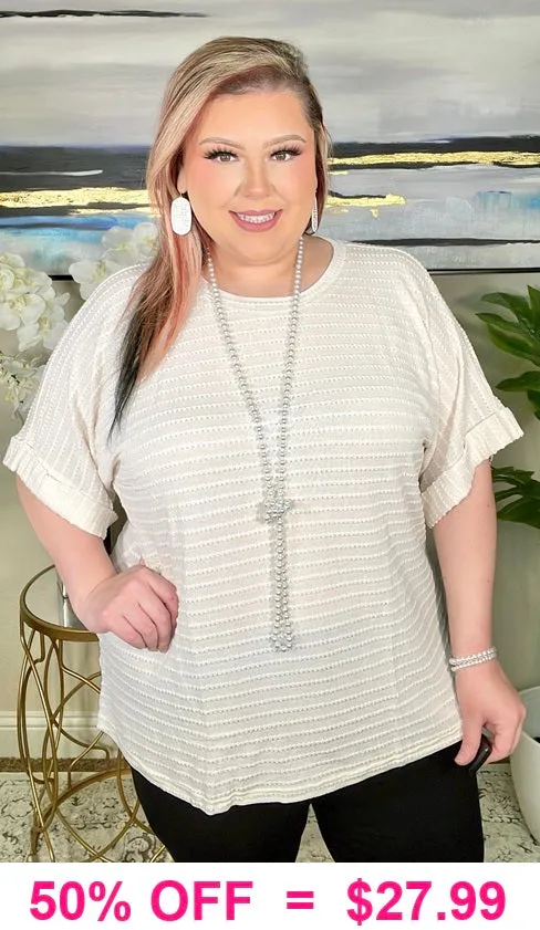 Ivory open knit short sleeve top