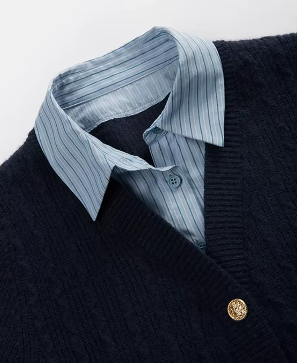 JENNIE PREPPY SHIRT CARDIGAN