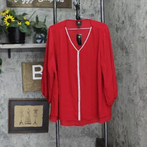 Jm Collection Womens Plus Size Glitter-Stripe Top 100032961WN Red 3X