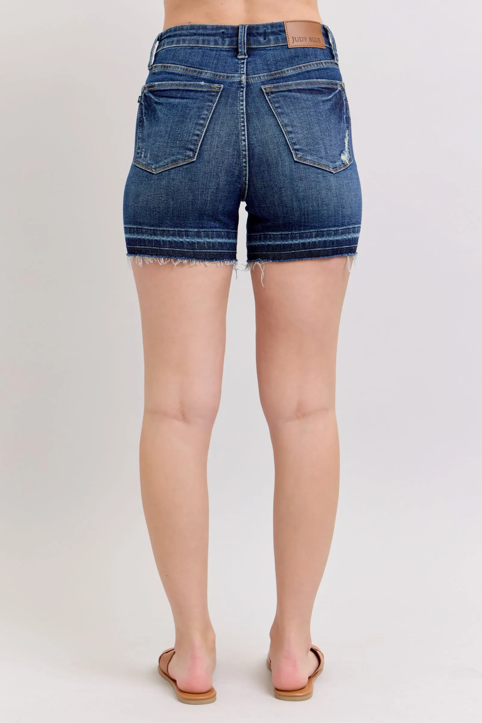 Judy Blue || Cindy High Waist Tummy Control Destroy Release Hem Shorts