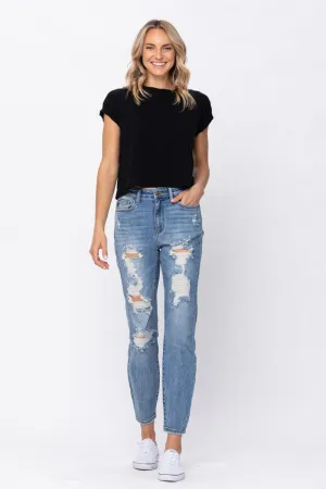 Judy Blue Hi-Rise Boyfriend Destroyed Jeans