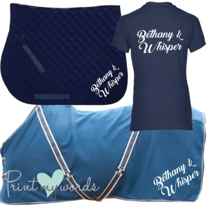 'Kitty' Ladies Personalised Matching Equestrian Set - Script Design